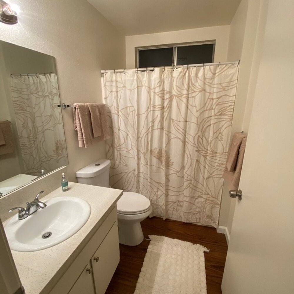 World Market Tufted Floral Pattern Shower Curtain with Ring Hook Beige 1 Piece - Picture 4 of 5